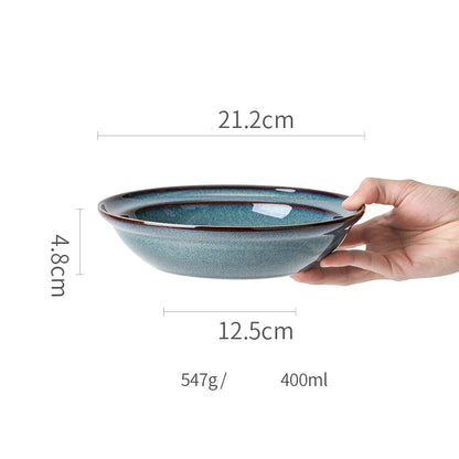 DecorBites™ Beautiful Blue Ceramic Bowl Kiln Dinnerware Dish