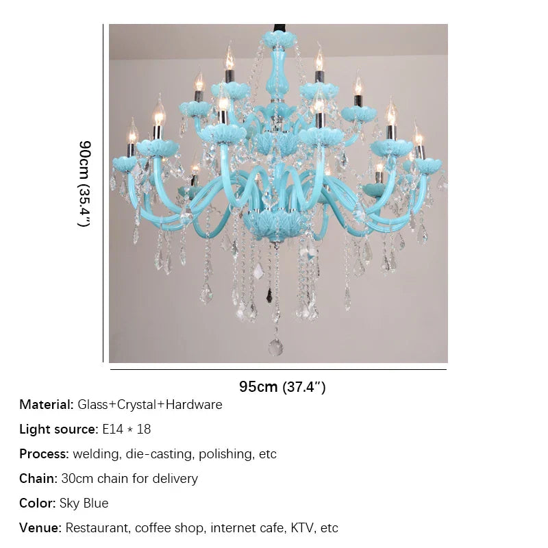 DecorBites™ Blue Crystal Pendent Lamp/Candle Chandelier for Living Room, Bedroom, Restaurant, KTV