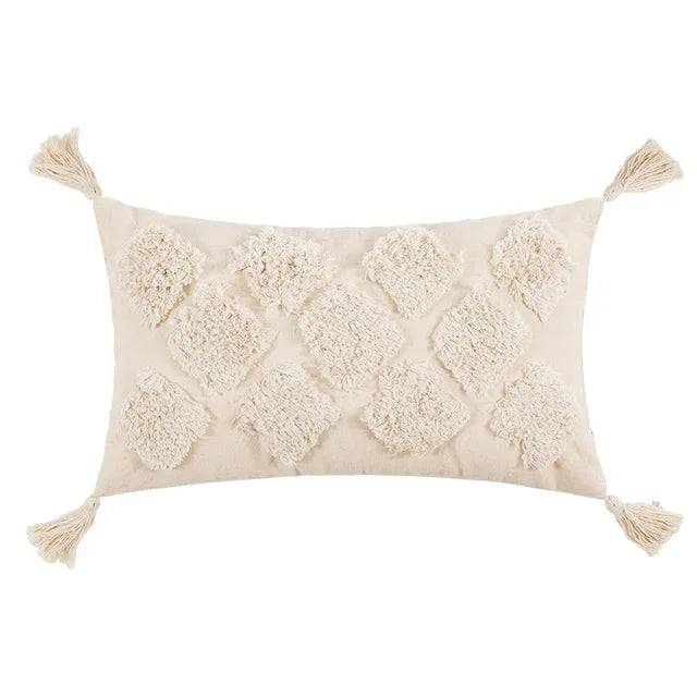 DecorBites™ Beige Boho Style Cushion Cover 45x45/30x50cm - Handmade Square Pillow Case