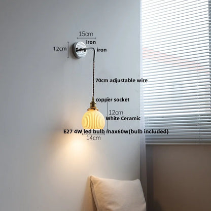 DecorBites™ Ceramic LED Wall Sconce Pull Chain Switch, Modern Nordic Bathroom Mirror Light