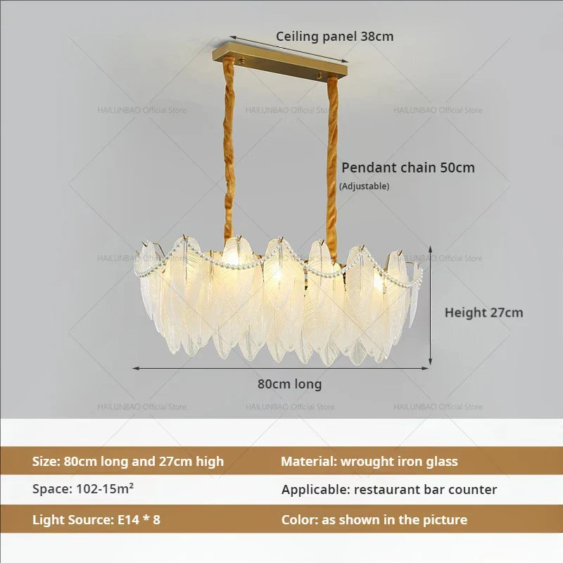 DecorBites™ Cream Wind Feather Pearl Crystal Chandelier for Luxury Living Room and Bedroom