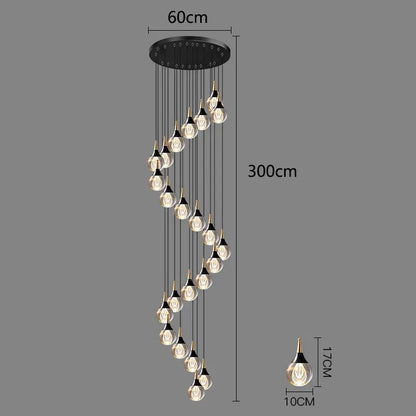 DecorBites™ Crystal Chandelier Stair Pendant Lamp Living Room Interior Lighting