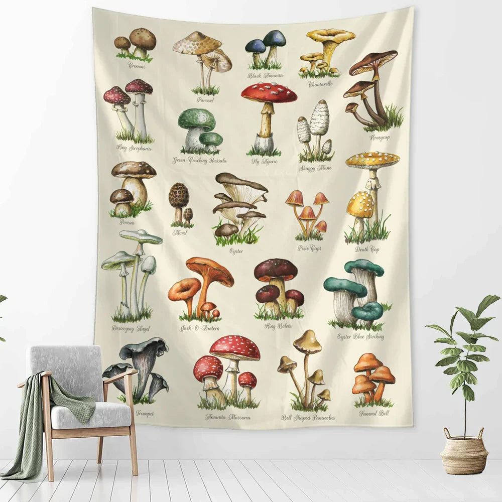DecorBites™ Cactus & Mushroom Girl Tapestry - Hippie Boho Psychedelic Wall Art Decor