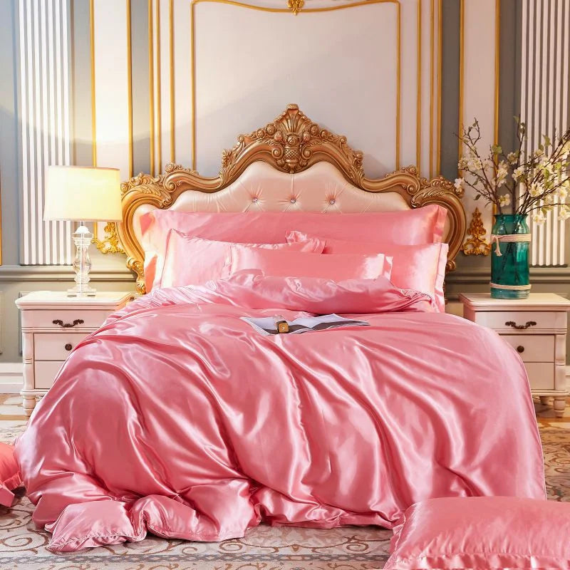 DecorBites™ King Size Silk-Blend Duvet Cover Set with Pillowcases