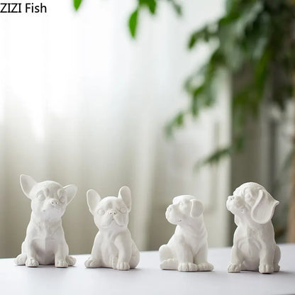 DecorBites™ French Bulldog Ceramic Sculpture Miniature Figurine Desk Decoration Ornament