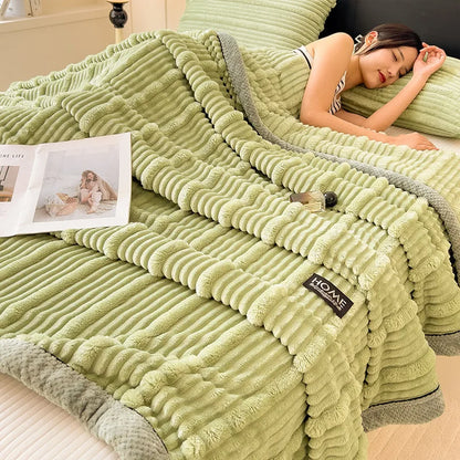 DecorBites™ Cozy Faux Rabbit Plush Blanket, Nordic Style, Thick & Warm, Super Soft Nap Shawl