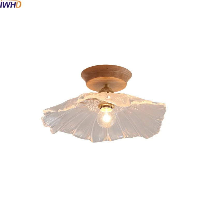 ™ Glass Wood LED Ceiling Light Modern Ceiling Lamp