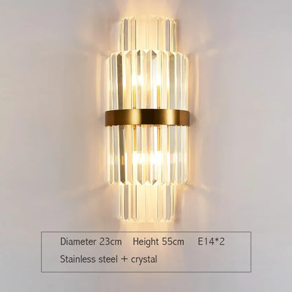 DecorBites™ Crystal Gold LED Wall Sconce for Bedroom Living Room Home Decoration