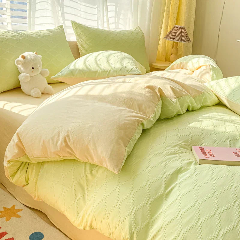 DecorBites™ Fresh Bubble Yarn Fabric Bedding Set - Soft, Breathable Duvet Cover with Sheet