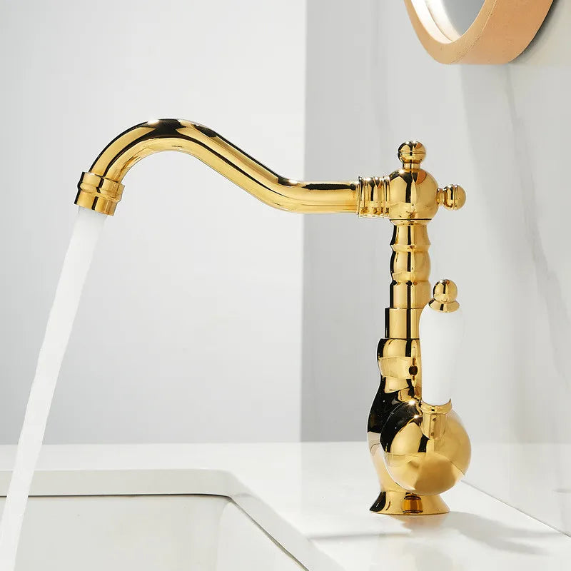 ™ Gold Basin Faucet Single Handle Bathroom Sink Tap Hot Cold Mixer Tap