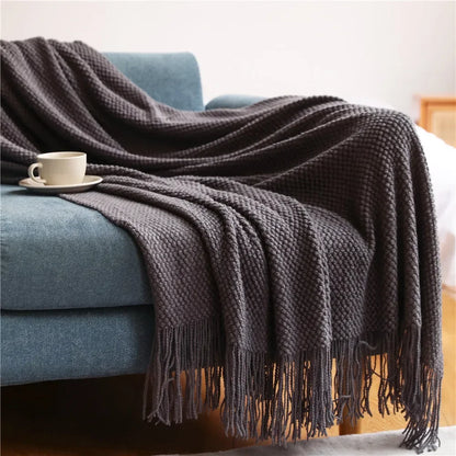 ™ Knitted Pineapple Grid Throw Blanket - Nordic Sofa Blanket for Home Decor