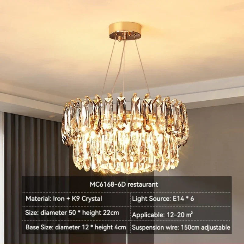 DecorBites™ Gold Crystal Chandelier: Luxury Lighting for Dining Living Bedroom Kitchen Island