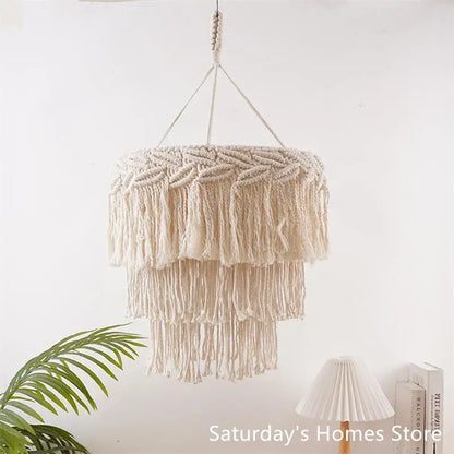 DecorBites™ Boho Macrame Ceiling Pendant Light Cover for Home Bedroom Chandeliers