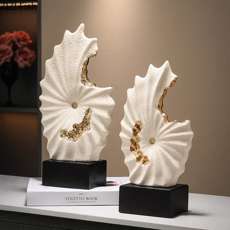 DecorBites™ Gilded Ceramic Landscape Feng Shui Desk Ornament: Abstract Room Decor & Aesthetics