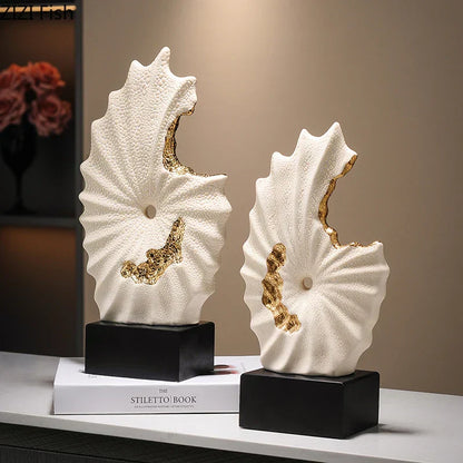DecorBites™ Gilded Ceramic Landscape Feng Shui Desk Ornament: Abstract Room Decor & Aesthetics