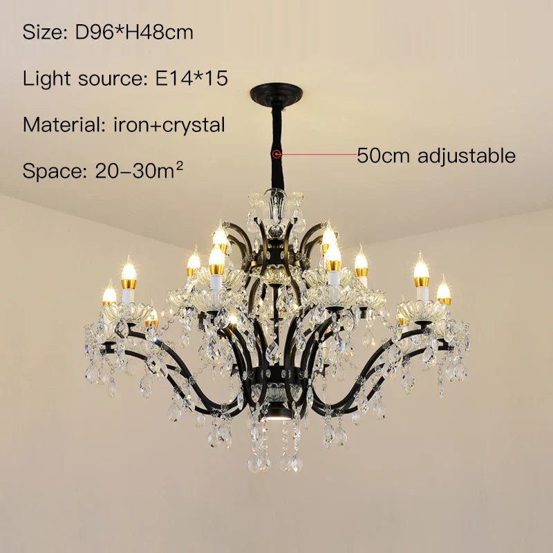DecorBites™ Crystal Candle Chandelier Lighting: Farmhouse Dining Kitchen Pendant Lamp
