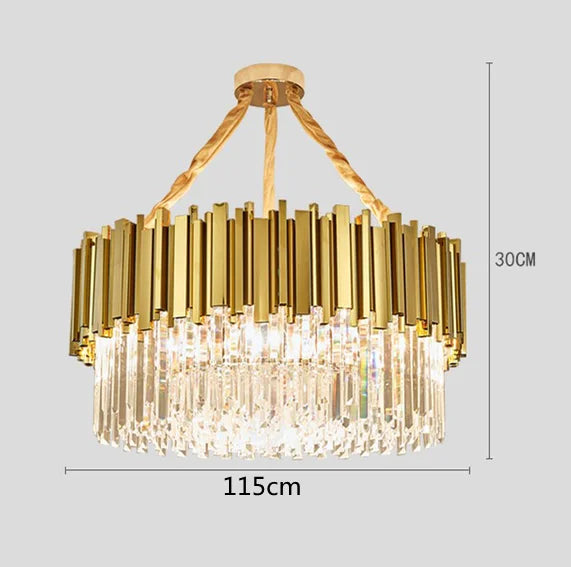 DecorBites™ Crystal LED Chandelier: Adjustable Metal Hanging Lamp for Living Room, Dining, Bedroom