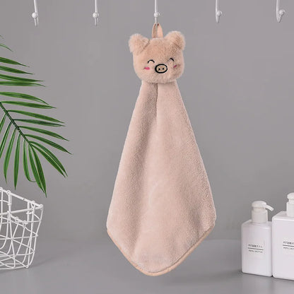 DecorBites™ Cartoon Rabbit Coral Fleece Hand Towel: Soft, Absorbent, Quick-Dry Terry Towel