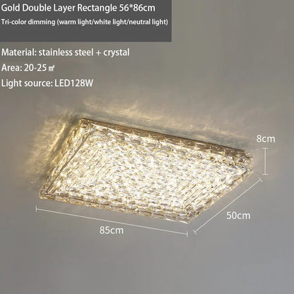 DecorBites™ Crystal LED Ceiling Light | Color Changeable Square Silver | Rectangular Chrome Stainless Steel
