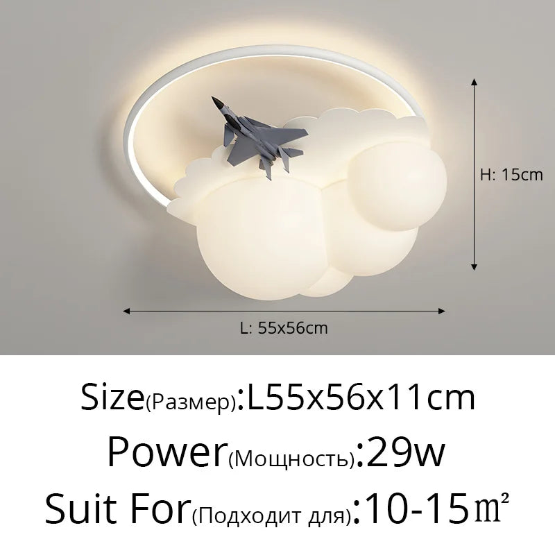 DecorBites™ Kids Cloud Airplane Chandelier Ceiling Light for Children's Bedroom