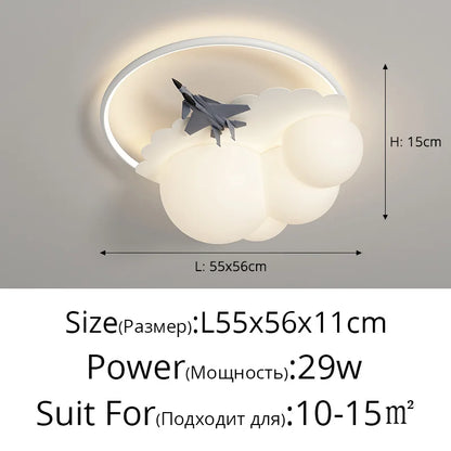 DecorBites™ Kids Cloud Airplane Chandelier Ceiling Light for Children's Bedroom