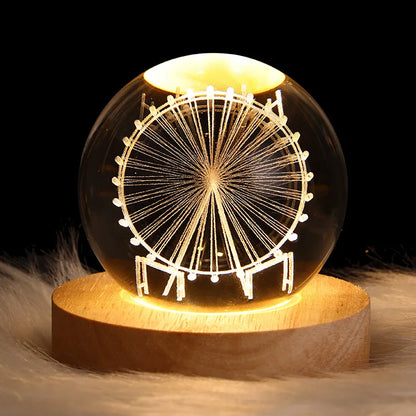 DecorBites™ Astronaut Crystal Ball Night Light: USB Powered Warm Bedside Lamp, Perfect Christmas Gift