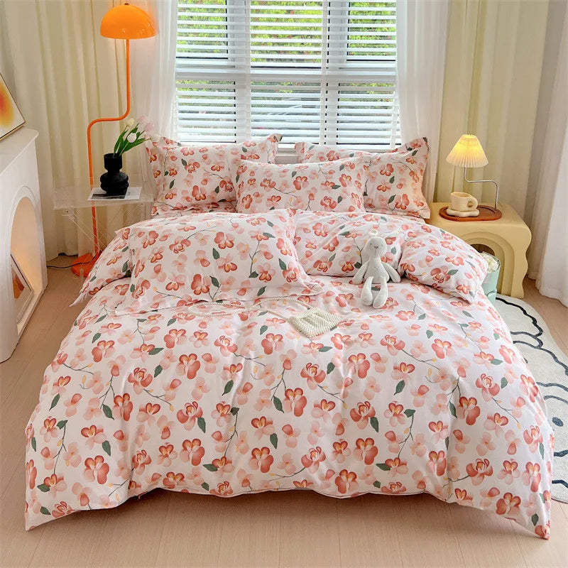 DecorBites™ Cotton Stripe Comforter Cover Set for Single Double Bed - Autumn Winter