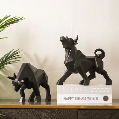 DecorBites™ Geometric Bison Sculpture Resin Home Office Modern Decor Tabletop Figurine