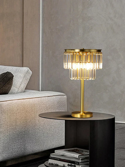 DecorBites™ All Brass Crystal Floor Lamp Gold Luxury Decor Living Room Lighting