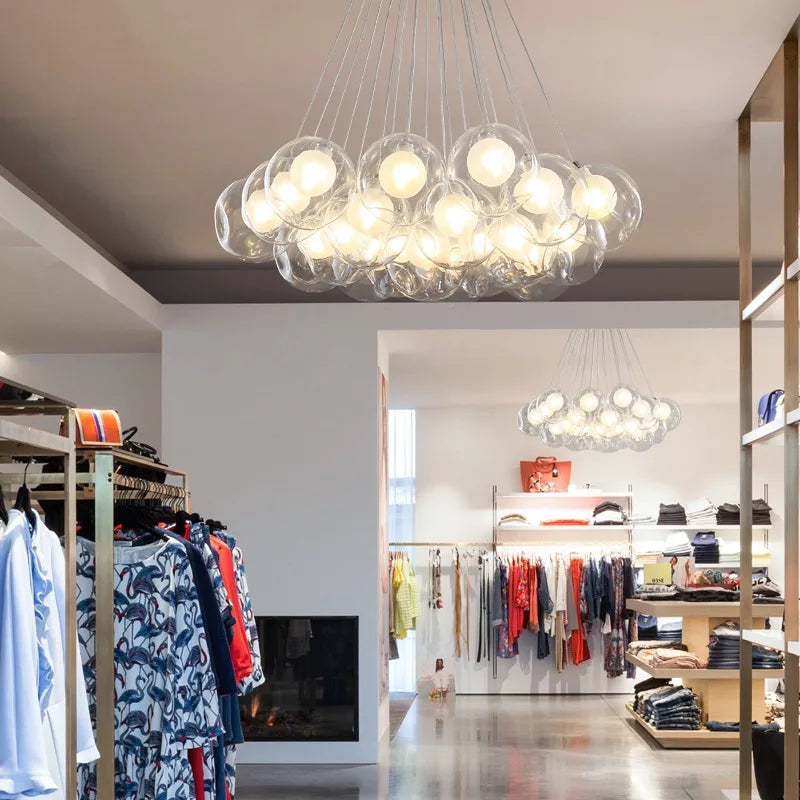 DecorBites™ Glass Ball Bubble Chandelier: Nordic Modern Pendant Light for Living Room, Bedroom, Dining Table