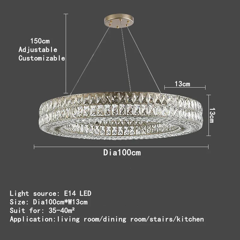 DecorBites™ Crystal Circle Pendant Chandelier - Luxury Lighting for Interior Decoration