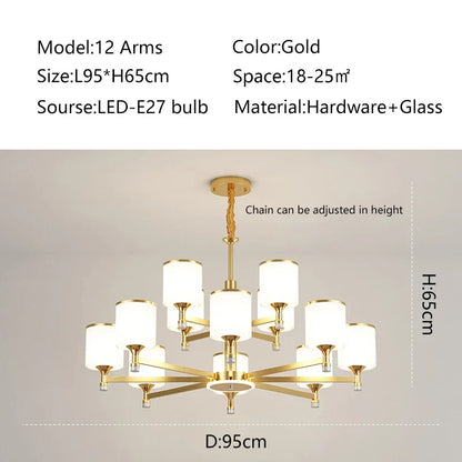 DecorBites™ Glass Chandelier: Nordic Modern LED Hanging Light for Living Room and Bedroom