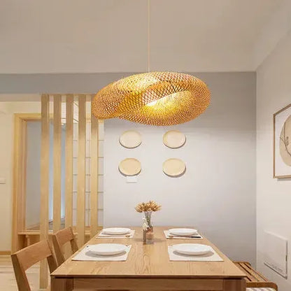 DecorBites™ Bamboo Wave Pendant Lights - Handmade Rattan Shade for Indoor House Lighting