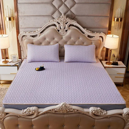 DecorBites™ Cartoon Print Silky Mattress Set: 4-Layer Quilted Breathable Cushion