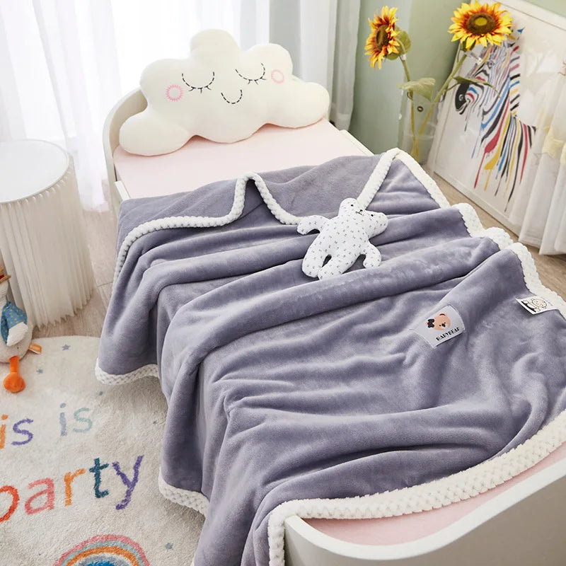 DecorBites™ Kids Flannel Nap Blanket - Lightweight & Cozy Single Bed Cover