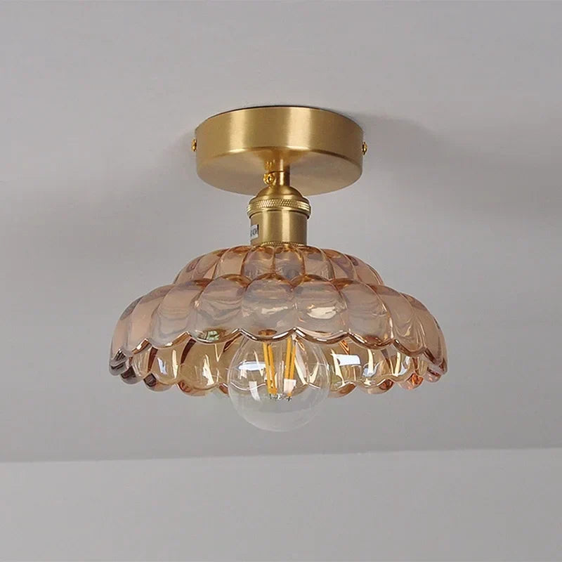 DecorBites™ Amber Glass LED Ceiling Lamp Nordic Modern Simple Indoor Lighting