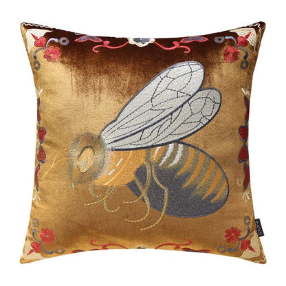 DecorBites™ Bee Embroidery Cushion Cover - Exquisite Animal Design for Sofa Decor