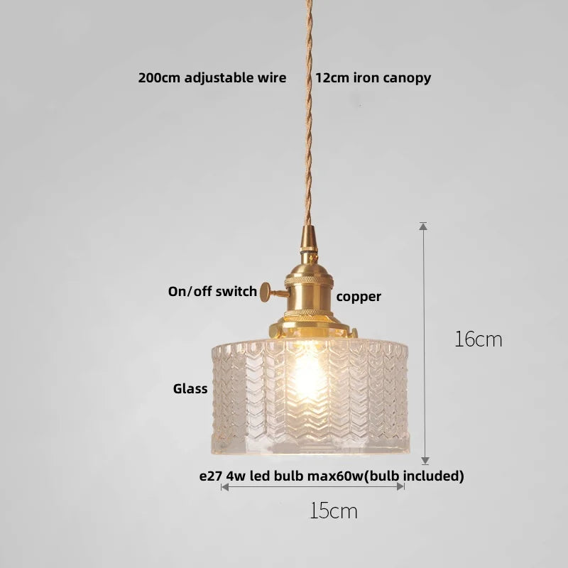 DecorBites™ Amber Glass LED Hanging Lamp - Adjustable Nordic Stair Pendant Light