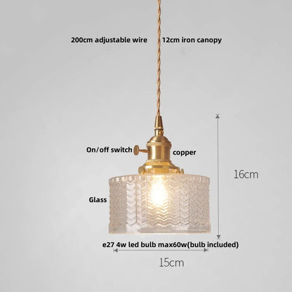 DecorBites™ Amber Glass LED Hanging Lamp - Adjustable Nordic Stair Pendant Light