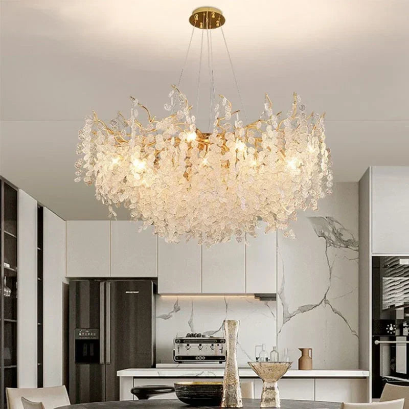 DecorBites™ Gold Tree Branch Chandelier: Elegant European Style Pendant Light for Home Decor