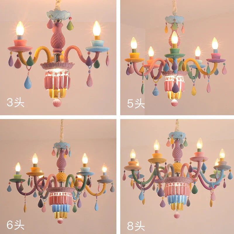DecorBites™ Crystal Chandelier Girl Baby Bedroom Lamp Nordic Princess Room Lighting