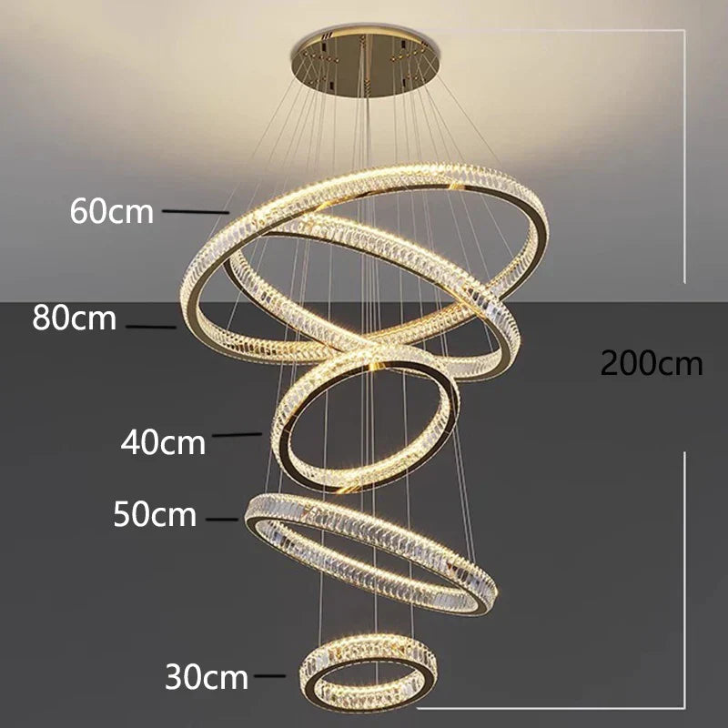 DecorBites™ Crystal Chandelier Stair Pendant Living Room Interior Lighting