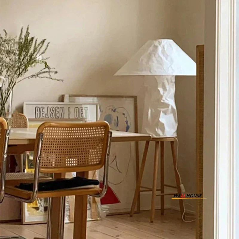 DecorBites™ Japanese Paper Floor Lamp: Nordic Design Wabi Sabi LED Table Lamp for Bedroom, Living Room