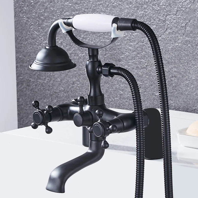 DecorBites™ Antique Chrome Bathtub Shower Mixer Faucet Tap Set for Bathroom