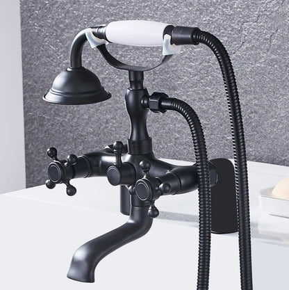DecorBites™ Antique Chrome Bathtub Shower Mixer Faucet Tap Set for Bathroom