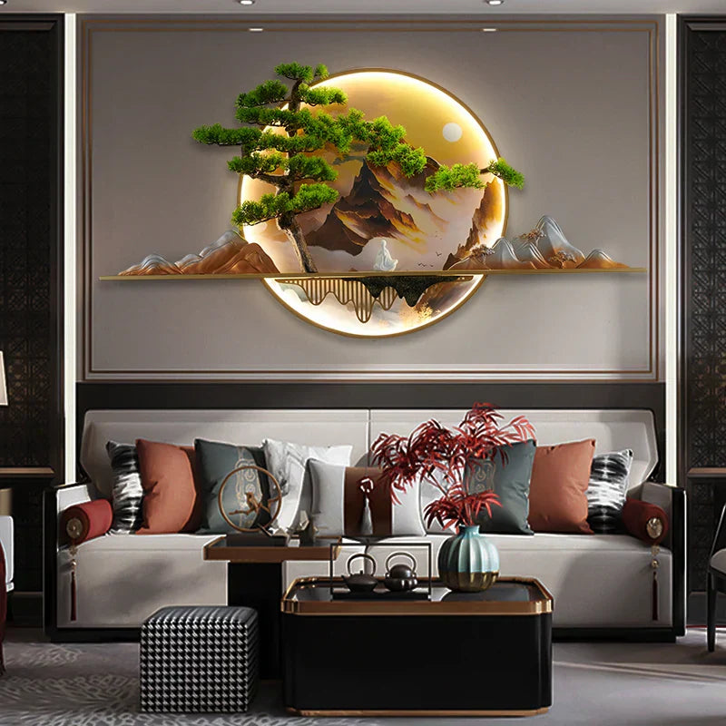 DecorBites™ Landscape LED Wall Light: Modern Chinese Mural Sconce for Home Decor