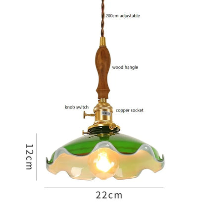 ™ Green Glass LED Pendant Light for Home, Restaurant, Bar, and Loft Style Decor.