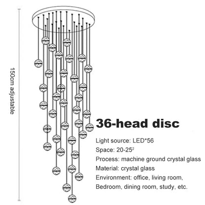 DecorBites™ Crystal Ceiling Chandelier for Staircase & Hallway, Elegant Long Cable Pendant Light