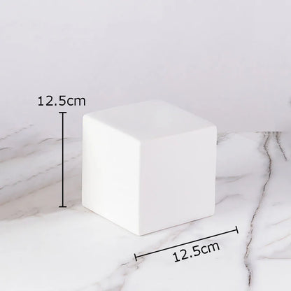 DecorBites™ Cube Round Statue Decor Ceramic Ornament Sculpture Artwork for Desk & Room