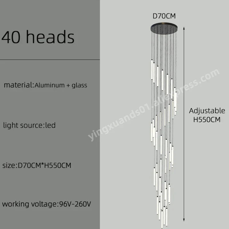 DecorBites™ LED Staircase Chandelier for Home Hotel Hall Lighting